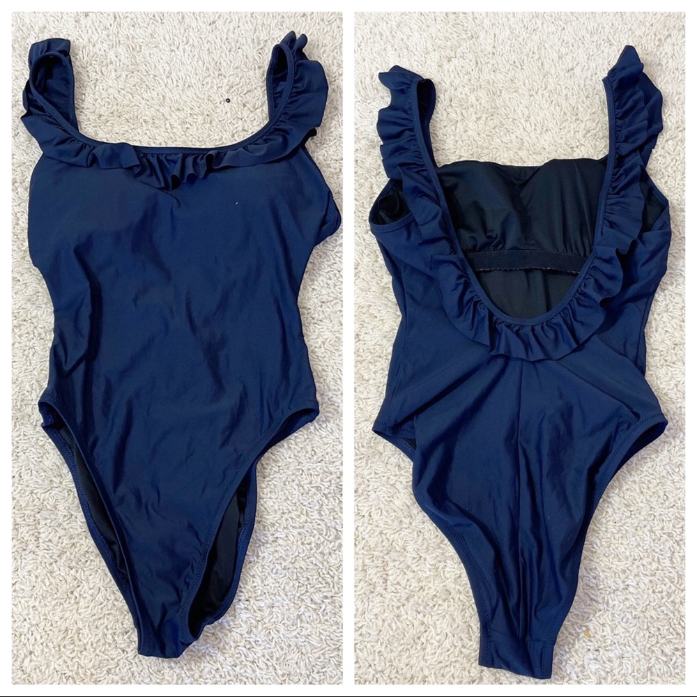 J.CREW Ruffle Scoop Back One-piece Swimsuit - Picture 2 of 4